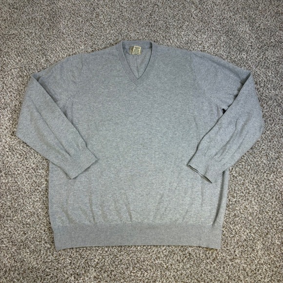 L.L. Bean Other - LL Bean Mens XL Gray Cotton Cashmere V-Neck Sweater 274603